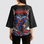 Newcastle Knights Kimono Sleeve Blouse The Scream of Lightning Eyes - Indigenous Dot Ripping Effect