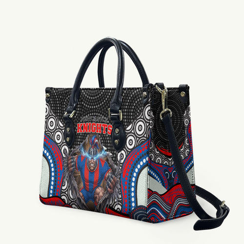 Newcastle Knights Leather Bag The Scream of Lightning Eyes - Indigenous Dot Ripping Effect