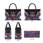 Newcastle Knights Leather Bag The Scream of Lightning Eyes - Indigenous Dot Ripping Effect