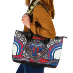 Newcastle Knights Leather Tote Bag The Scream of Lightning Eyes - Indigenous Dot Ripping Effect