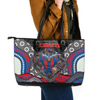 Newcastle Knights Leather Tote Bag The Scream of Lightning Eyes - Indigenous Dot Ripping Effect