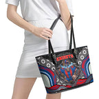 Newcastle Knights Leather Tote Bag The Scream of Lightning Eyes - Indigenous Dot Ripping Effect