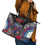 Newcastle Knights Leather Tote Bag The Scream of Lightning Eyes - Indigenous Dot Ripping Effect