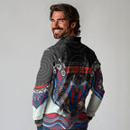 Newcastle Knights Long Sleeve Polo Shirt The Scream of Lightning Eyes - Indigenous Dot Ripping Effect