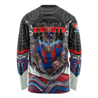 Newcastle Knights Long Sleeve Shirt The Scream of Lightning Eyes - Indigenous Dot Ripping Effect