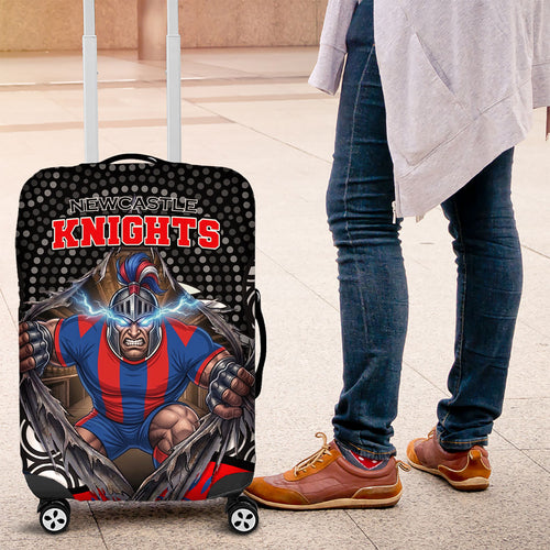 Newcastle Knights Luggage Cover The Scream of Lightning Eyes - Indigenous Dot Ripping Effect