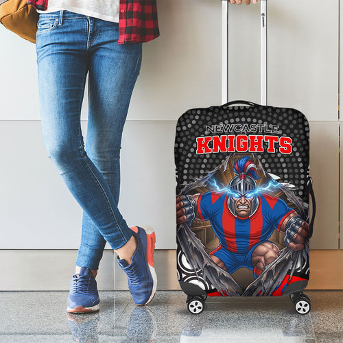 Newcastle Knights Luggage Cover The Scream of Lightning Eyes - Indigenous Dot Ripping Effect