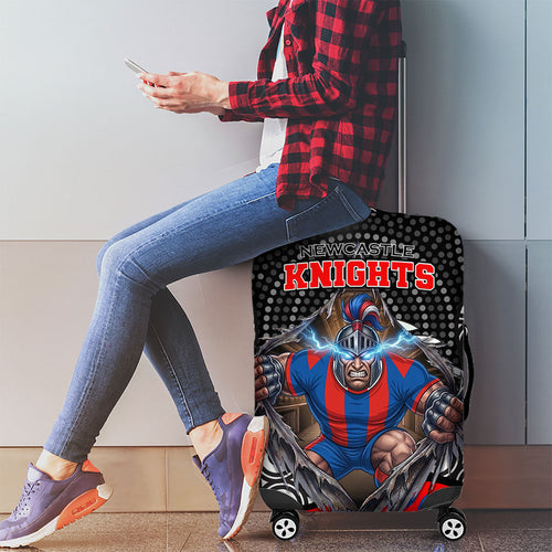 Newcastle Knights Luggage Cover The Scream of Lightning Eyes - Indigenous Dot Ripping Effect