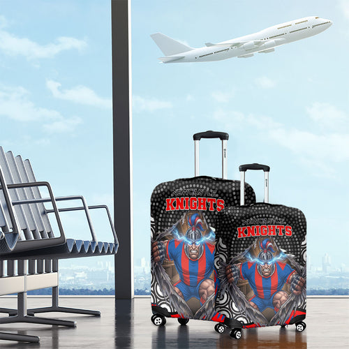 Newcastle Knights Luggage Cover The Scream of Lightning Eyes - Indigenous Dot Ripping Effect