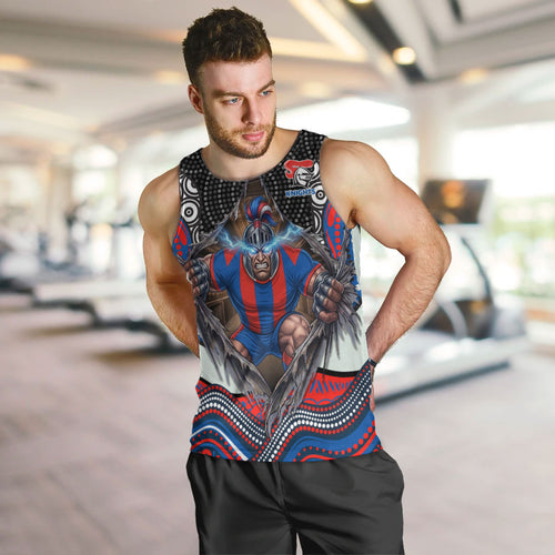 Newcastle Knights Men Tank Top The Scream of Lightning Eyes - Indigenous Dot Ripping Effect