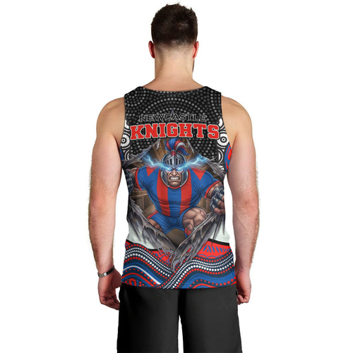 Newcastle Knights Men Tank Top The Scream of Lightning Eyes - Indigenous Dot Ripping Effect