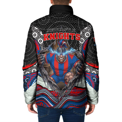 Newcastle Knights Padded Jacket The Scream of Lightning Eyes - Indigenous Dot Ripping Effect
