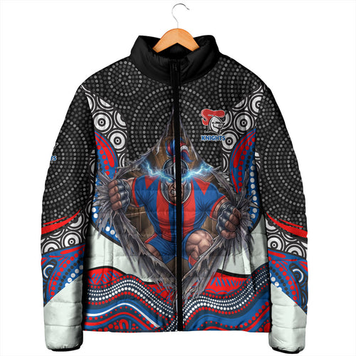 Newcastle Knights Padded Jacket The Scream of Lightning Eyes - Indigenous Dot Ripping Effect