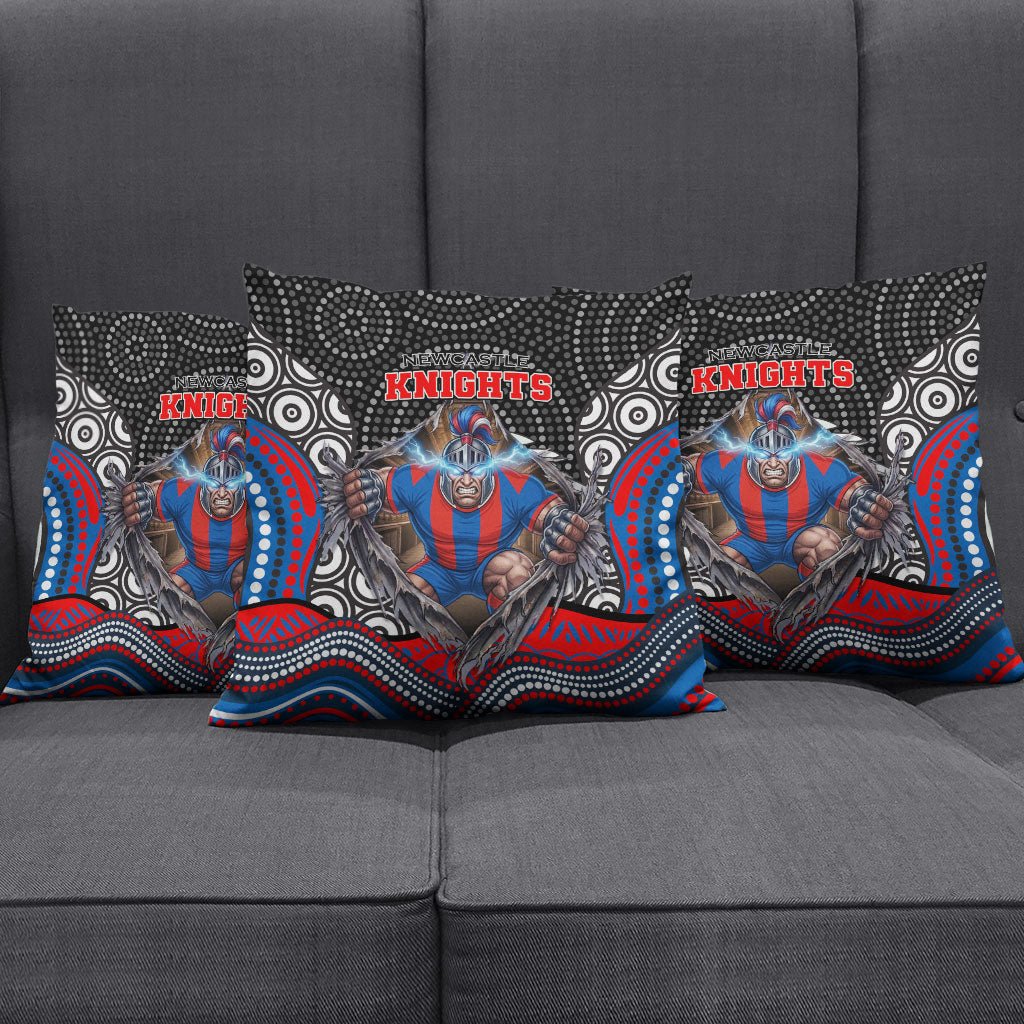 Newcastle Knights Pillow Cover The Scream of Lightning Eyes - Indigenous Dot Ripping Effect