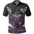 Newcastle Knights Polo Shirt The Scream of Lightning Eyes - Indigenous Dot Ripping Effect