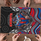 Newcastle Knights Puzzle The Scream of Lightning Eyes - Indigenous Dot Ripping Effect
