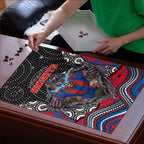 Newcastle Knights Puzzle The Scream of Lightning Eyes - Indigenous Dot Ripping Effect