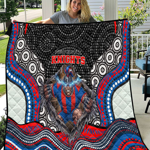 Newcastle Knights Quilt The Scream of Lightning Eyes - Indigenous Dot Ripping Effect