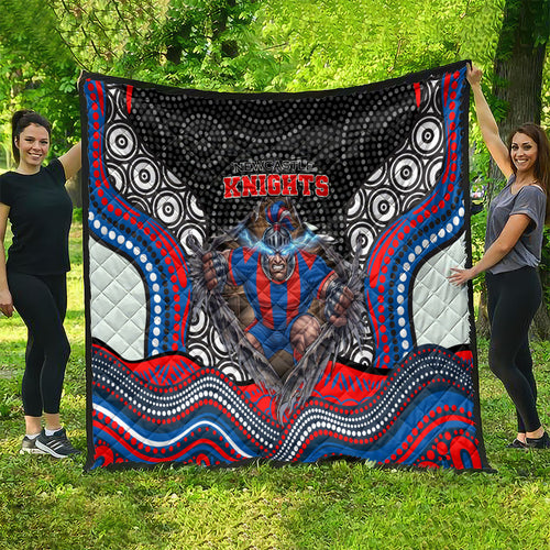 Newcastle Knights Quilt The Scream of Lightning Eyes - Indigenous Dot Ripping Effect