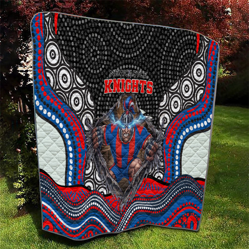 Newcastle Knights Quilt The Scream of Lightning Eyes - Indigenous Dot Ripping Effect
