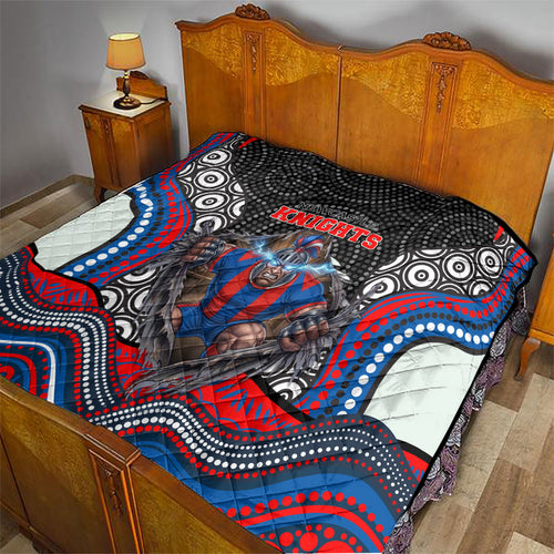 Newcastle Knights Quilt The Scream of Lightning Eyes - Indigenous Dot Ripping Effect