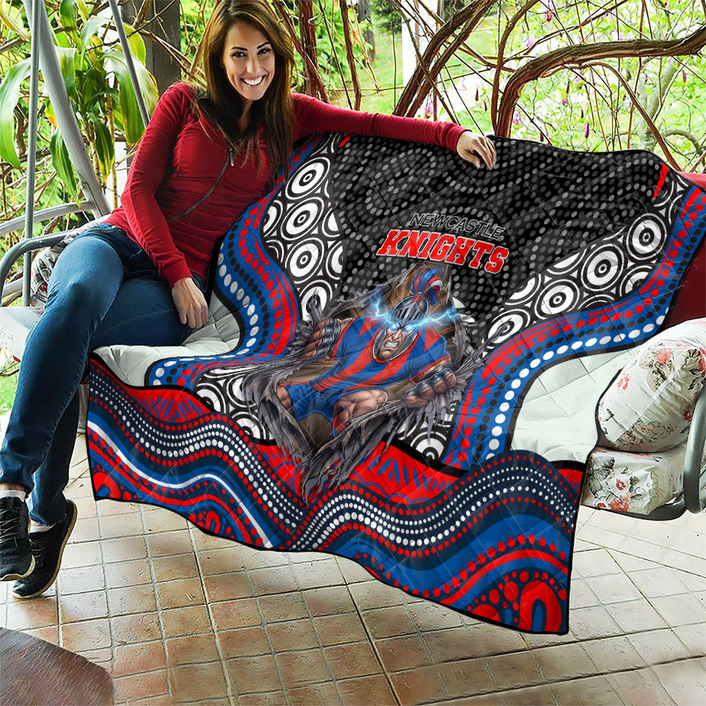 Newcastle Knights Quilt The Scream of Lightning Eyes - Indigenous Dot Ripping Effect