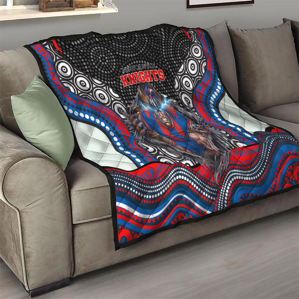 Newcastle Knights Quilt The Scream of Lightning Eyes - Indigenous Dot Ripping Effect