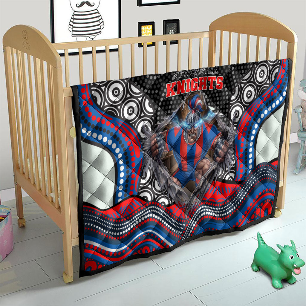 Newcastle Knights Quilt The Scream of Lightning Eyes - Indigenous Dot Ripping Effect