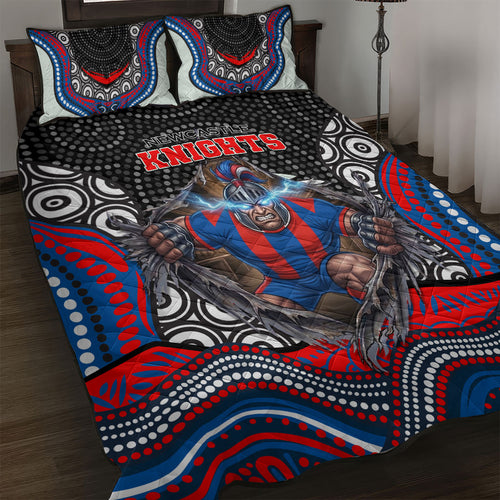 Newcastle Knights Quilt Bed Set The Scream of Lightning Eyes - Indigenous Dot Ripping Effect