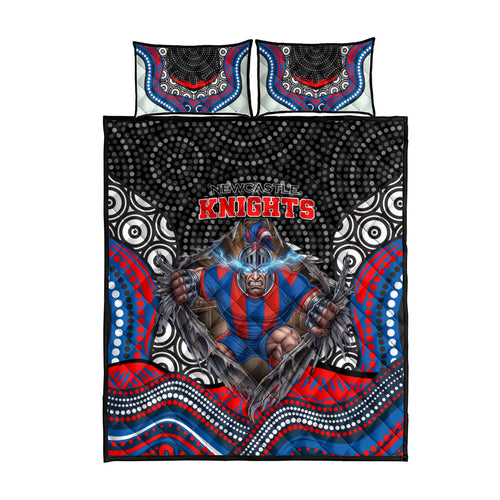 Newcastle Knights Quilt Bed Set The Scream of Lightning Eyes - Indigenous Dot Ripping Effect