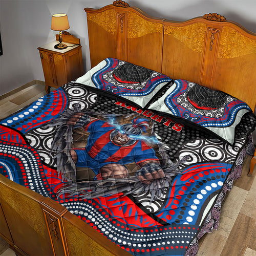 Newcastle Knights Quilt Bed Set The Scream of Lightning Eyes - Indigenous Dot Ripping Effect