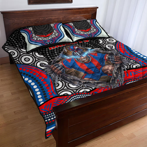 Newcastle Knights Quilt Bed Set The Scream of Lightning Eyes - Indigenous Dot Ripping Effect