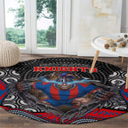 Newcastle Knights Round Carpet The Scream of Lightning Eyes - Indigenous Dot Ripping Effect