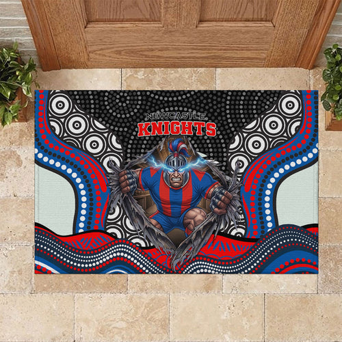 Newcastle Knights Rubber Doormat The Scream of Lightning Eyes - Indigenous Dot Ripping Effect
