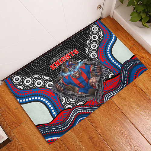 Newcastle Knights Rubber Doormat The Scream of Lightning Eyes - Indigenous Dot Ripping Effect