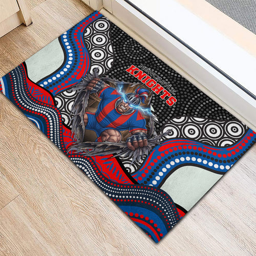 Newcastle Knights Rubber Doormat The Scream of Lightning Eyes - Indigenous Dot Ripping Effect