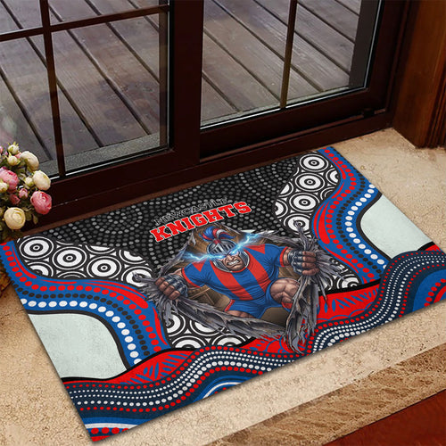 Newcastle Knights Rubber Doormat The Scream of Lightning Eyes - Indigenous Dot Ripping Effect