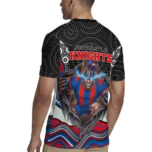 Newcastle Knights Rugby Jersey The Scream of Lightning Eyes - Indigenous Dot Ripping Effect