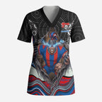 Newcastle Knights Scrub Top The Scream of Lightning Eyes - Indigenous Dot Ripping Effect