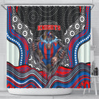 Newcastle Knights Shower Curtain The Scream of Lightning Eyes - Indigenous Dot Ripping Effect