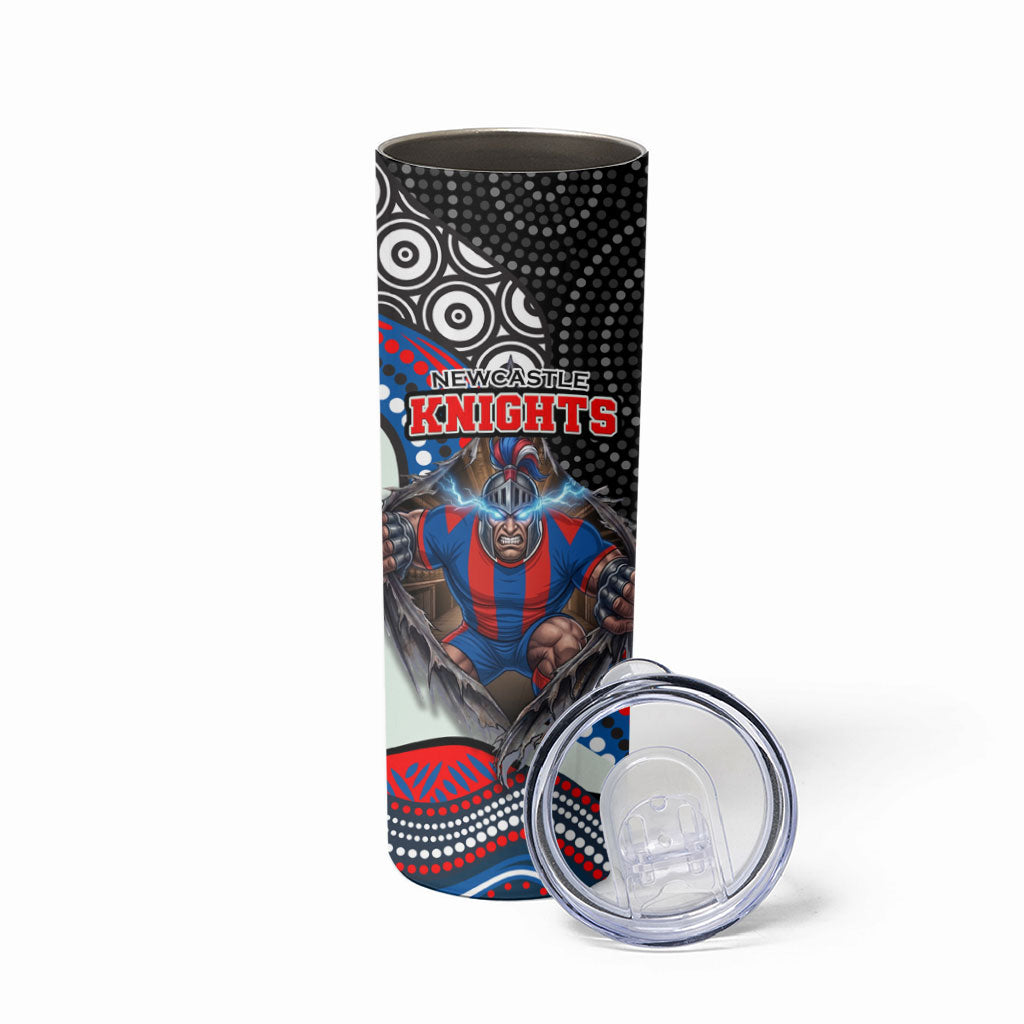 Newcastle Knights Skinny Tumbler The Scream of Lightning Eyes - Indigenous Dot Ripping Effect