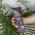 Newcastle Knights Skinny Tumbler The Scream of Lightning Eyes - Indigenous Dot Ripping Effect