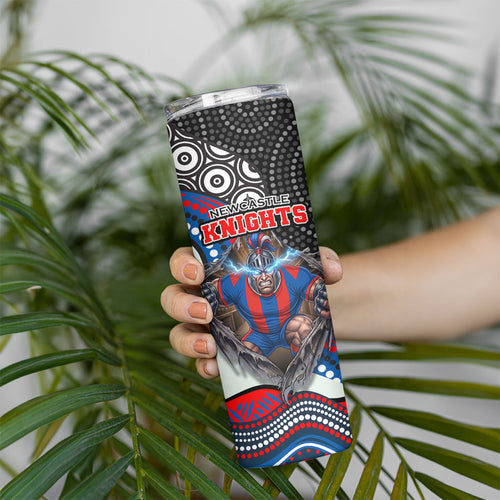 Newcastle Knights Skinny Tumbler The Scream of Lightning Eyes - Indigenous Dot Ripping Effect