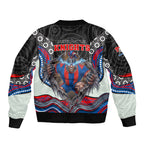 Newcastle Knights Sleeve Zip Bomber Jacket The Scream of Lightning Eyes - Indigenous Dot Ripping Effect