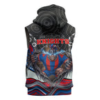 Newcastle Knights Sleeveless Hoodie The Scream of Lightning Eyes - Indigenous Dot Ripping Effect