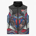 Newcastle Knights Sleeveless Puffer Jacket The Scream of Lightning Eyes - Indigenous Dot Ripping Effect
