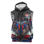 Newcastle Knights Sleeveless Zip Hoodie The Scream of Lightning Eyes - Indigenous Dot Ripping Effect