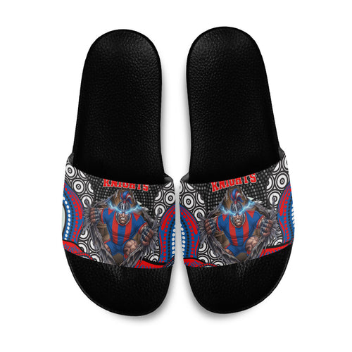 Newcastle Knights Slide Sandals The Scream of Lightning Eyes - Indigenous Dot Ripping Effect