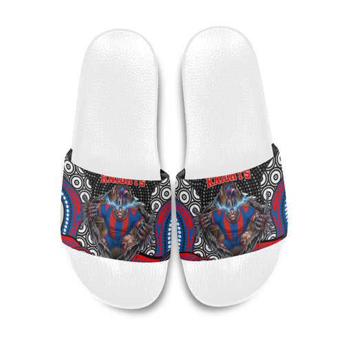 Newcastle Knights Slide Sandals The Scream of Lightning Eyes - Indigenous Dot Ripping Effect