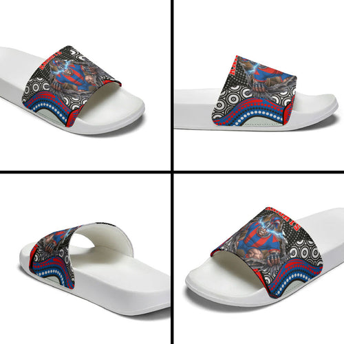 Newcastle Knights Slide Sandals The Scream of Lightning Eyes - Indigenous Dot Ripping Effect
